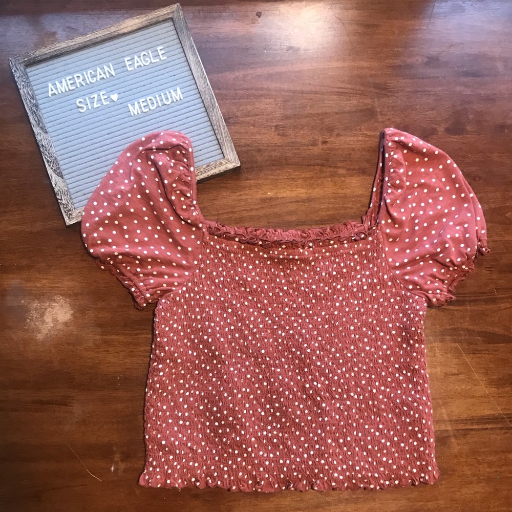 American Eagle Baby Tee Polka Dot - Medium
